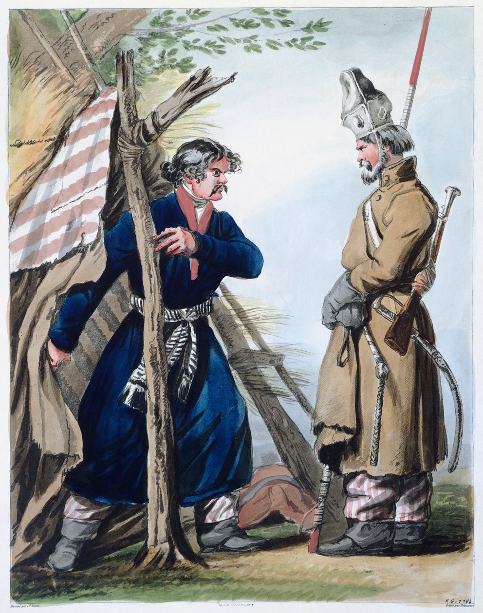 Bivouac cossack, de Louis-Philibert Debucourt Rússia Século XVIII Imprimir de Philibert Louis Debucourt