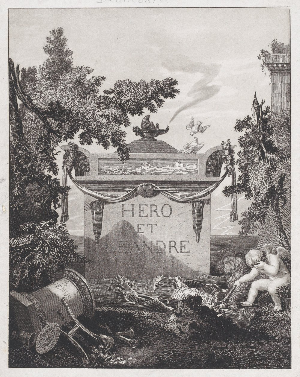 Frontispício para Hero e Leander, 1801. de Philibert Louis Debucourt