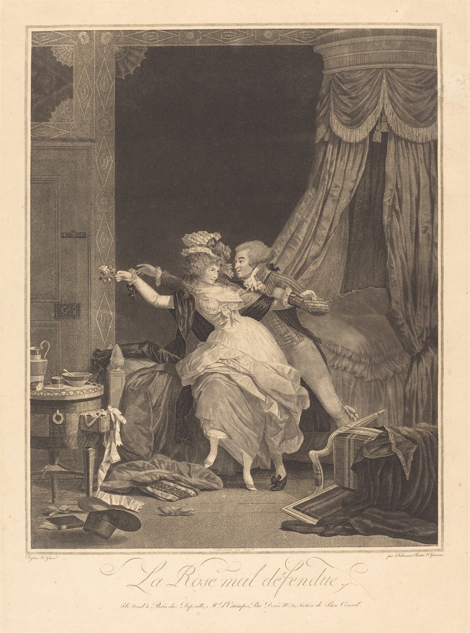 La Rose mal defendue (A Rosa Mal Defendida) de Philibert Louis Debucourt