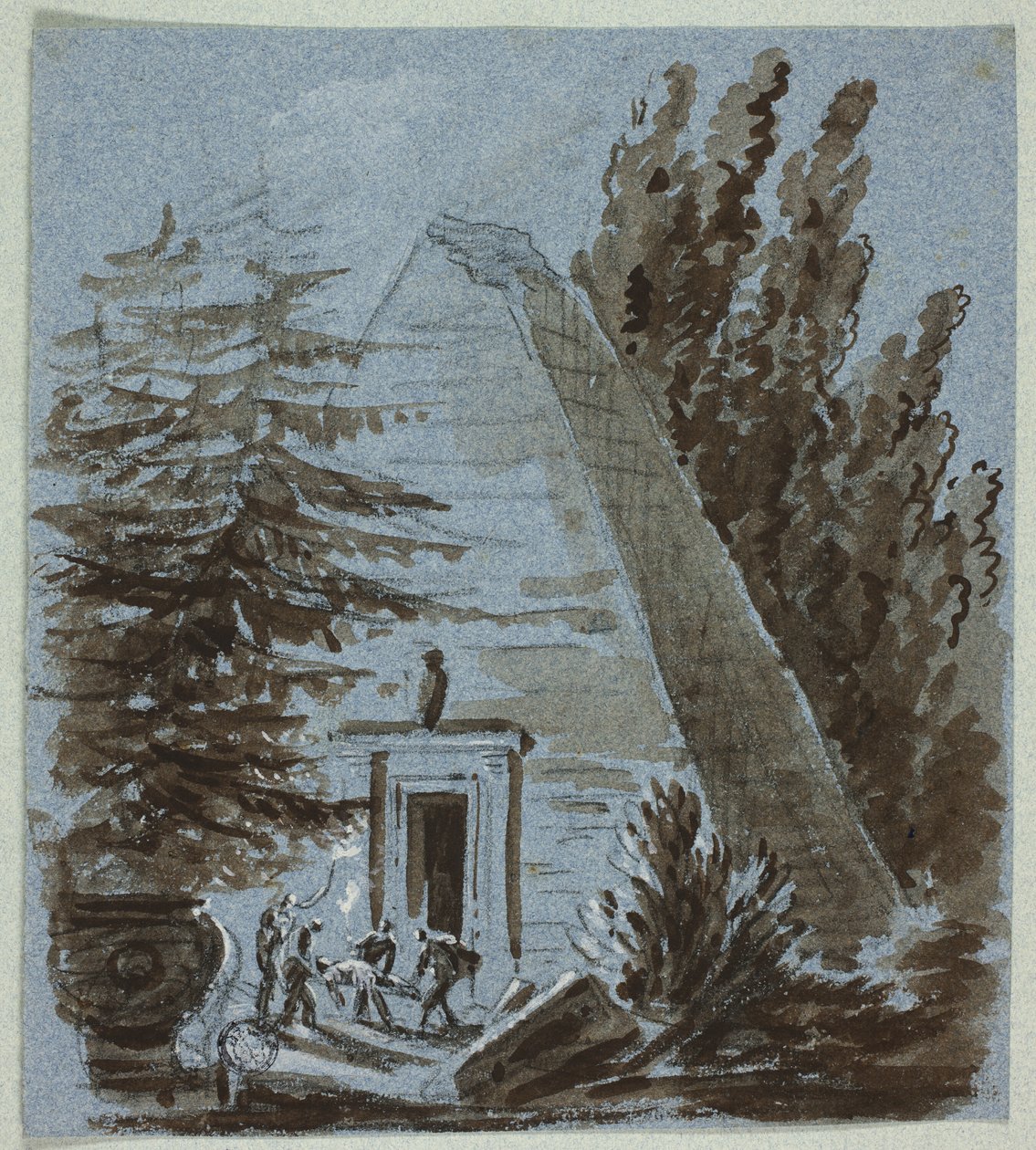 Enterro noturno perto de uma pirâmide de Philibert Louis Debucourt