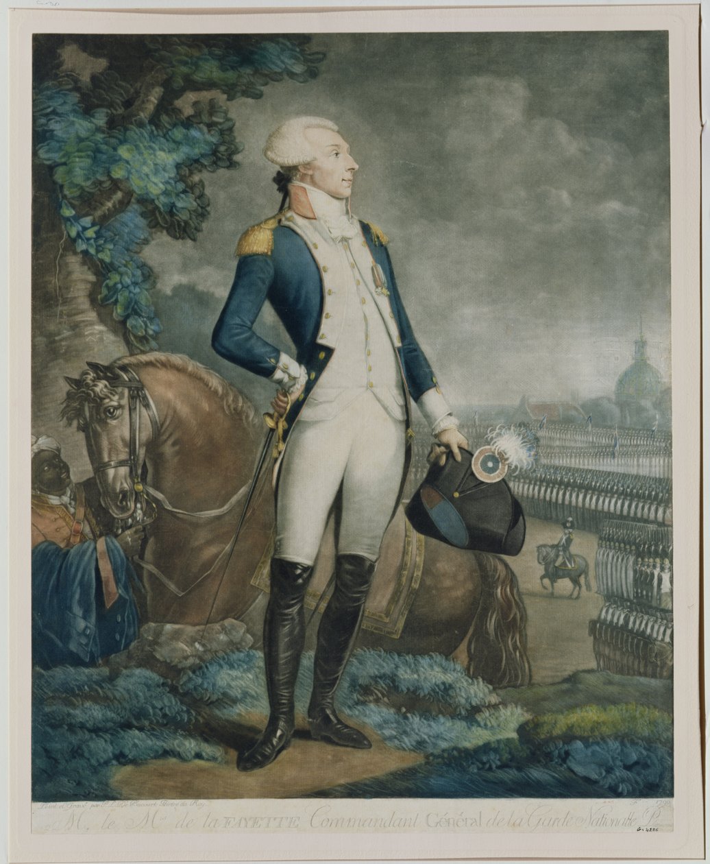 Retrato do Marquês de La Fayette (1757-1834) comandante da Guarda Nacional, 1790 de Philibert Louis Debucourt