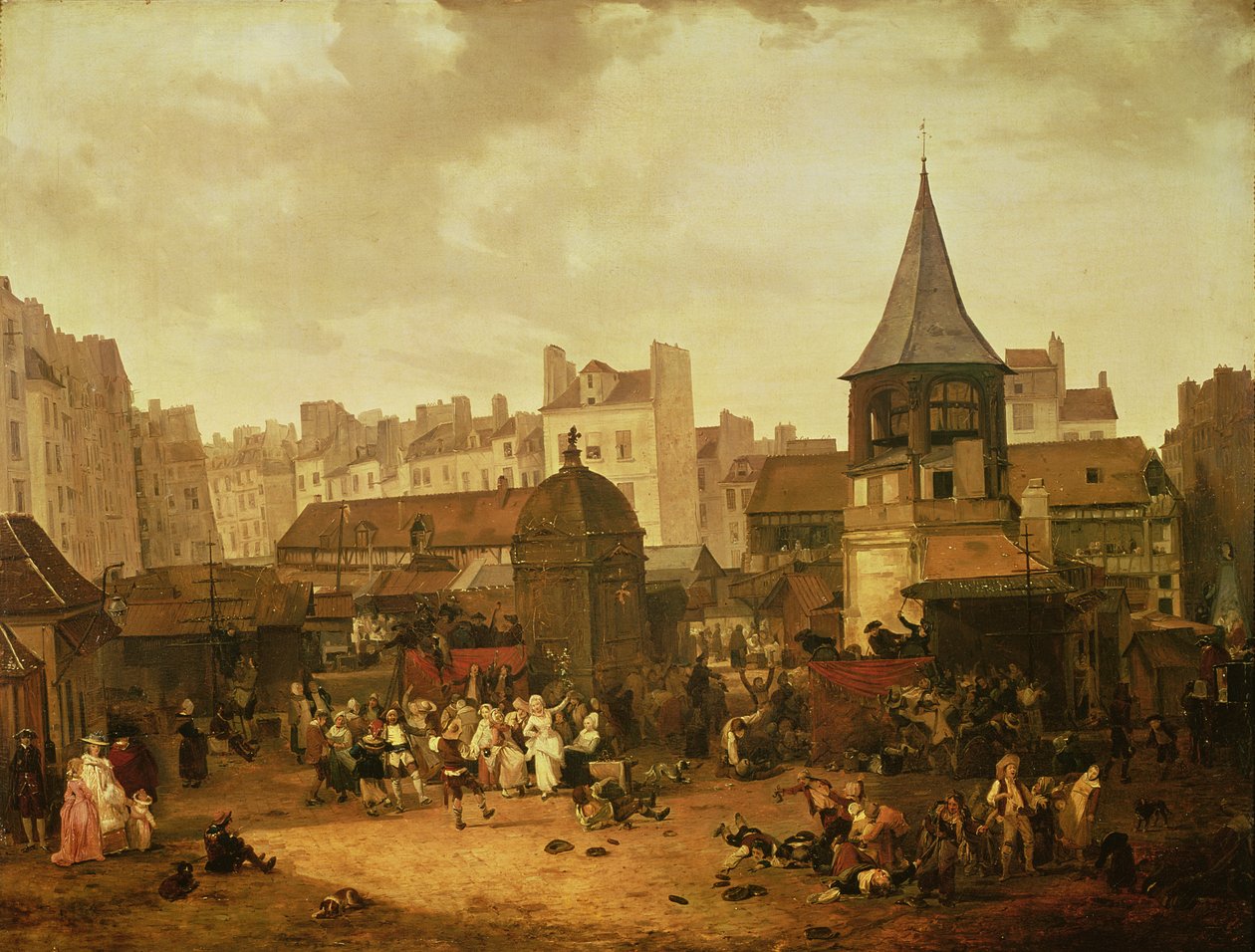 Regozijando-se em Les Halles para celebrar o nascimento de Dauphin Louis da França (1781-89) 21 de janeiro de 1781, 1783 de Philibert Louis Debucourt
