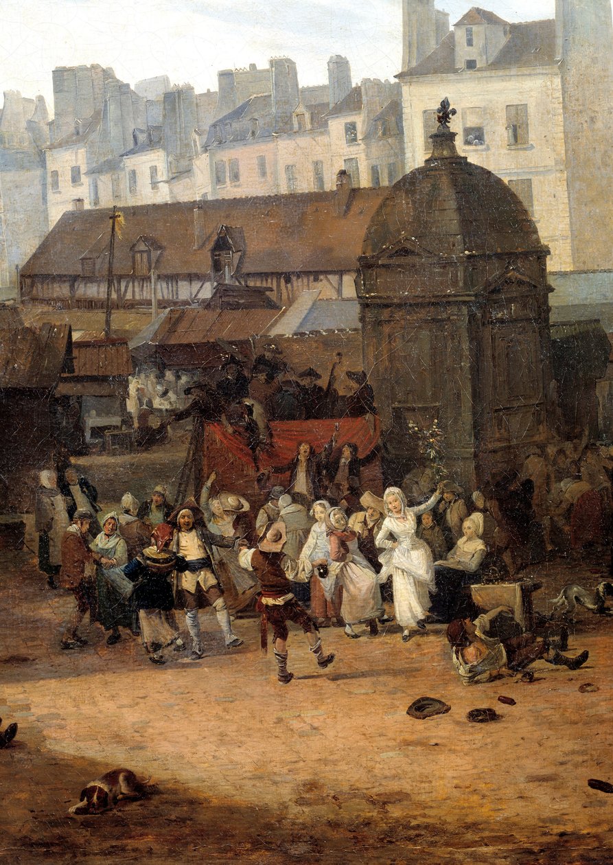Rejouissances da cidade de Paris aux Halles em 21-01-1782 por ocasião do nascimento do Dauphin Louis Joseph da França de Philibert Louis Debucourt