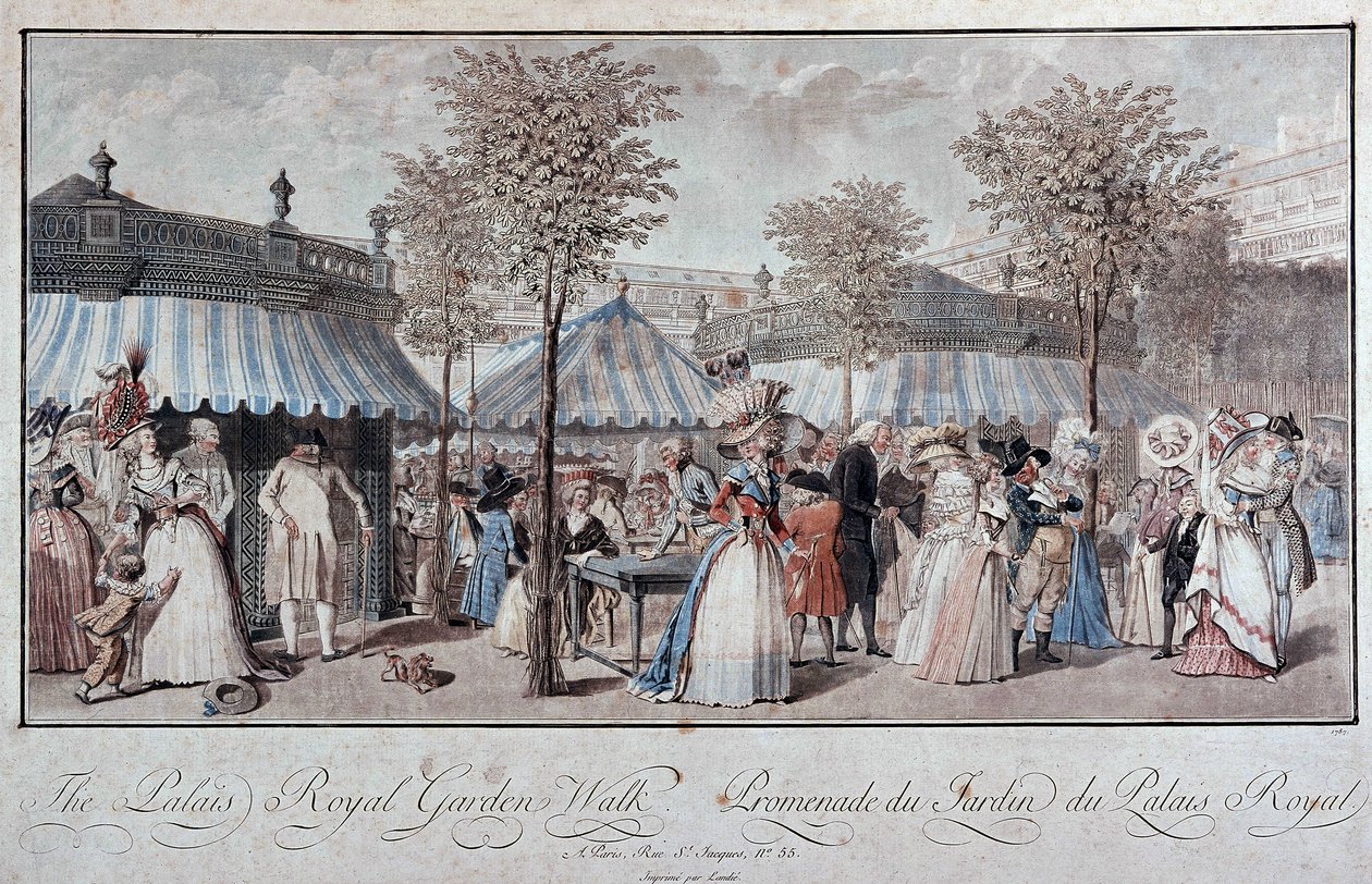 Passeio pelo Jardim do Palácio Real - por Debucourt de Philibert Louis Debucourt