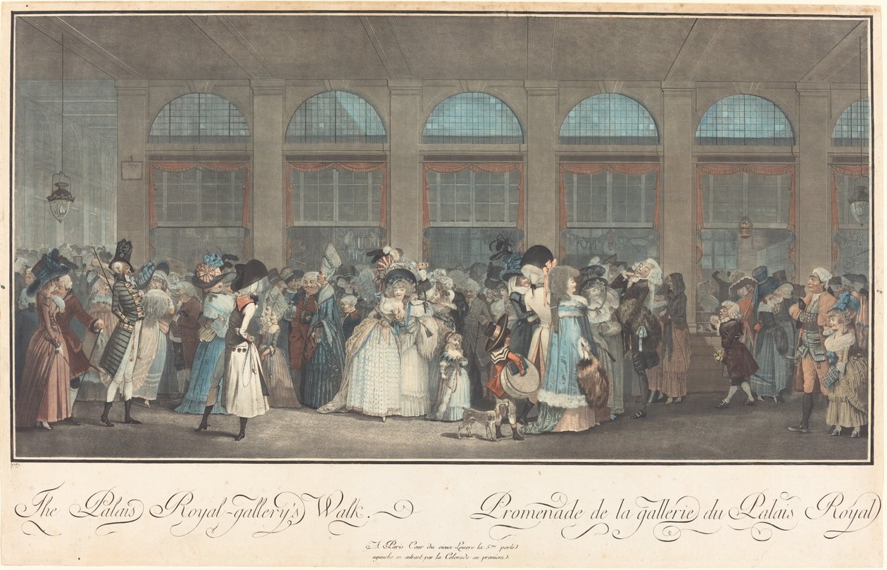 O Palais Royal - Passeio da Galeria / Promenade de la Galerie du Palais Royal de Philibert Louis Debucourt after Claude Louis Desrais
