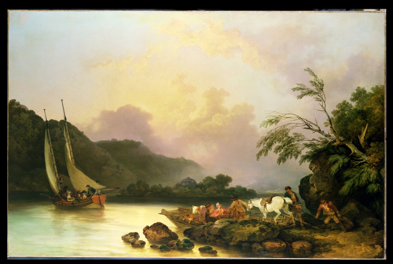 Belle Isle, Windermere, em uma calma, 1786 de Philippe Jacques de Loutherbourg