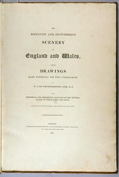 Página de rosto do cenário romântico e pitoresco da Inglaterra e do País de Gales, 1805 de Philippe Jacques de Loutherbourg
