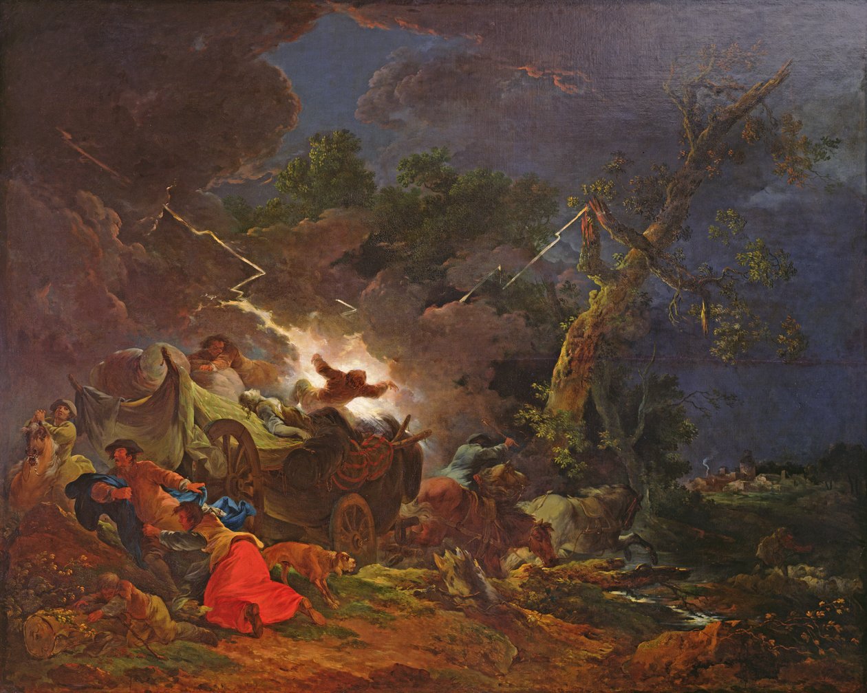 Camponeses Surpreendidos por uma Tempestade, c.1770 de Philippe Jacques de Loutherbourg