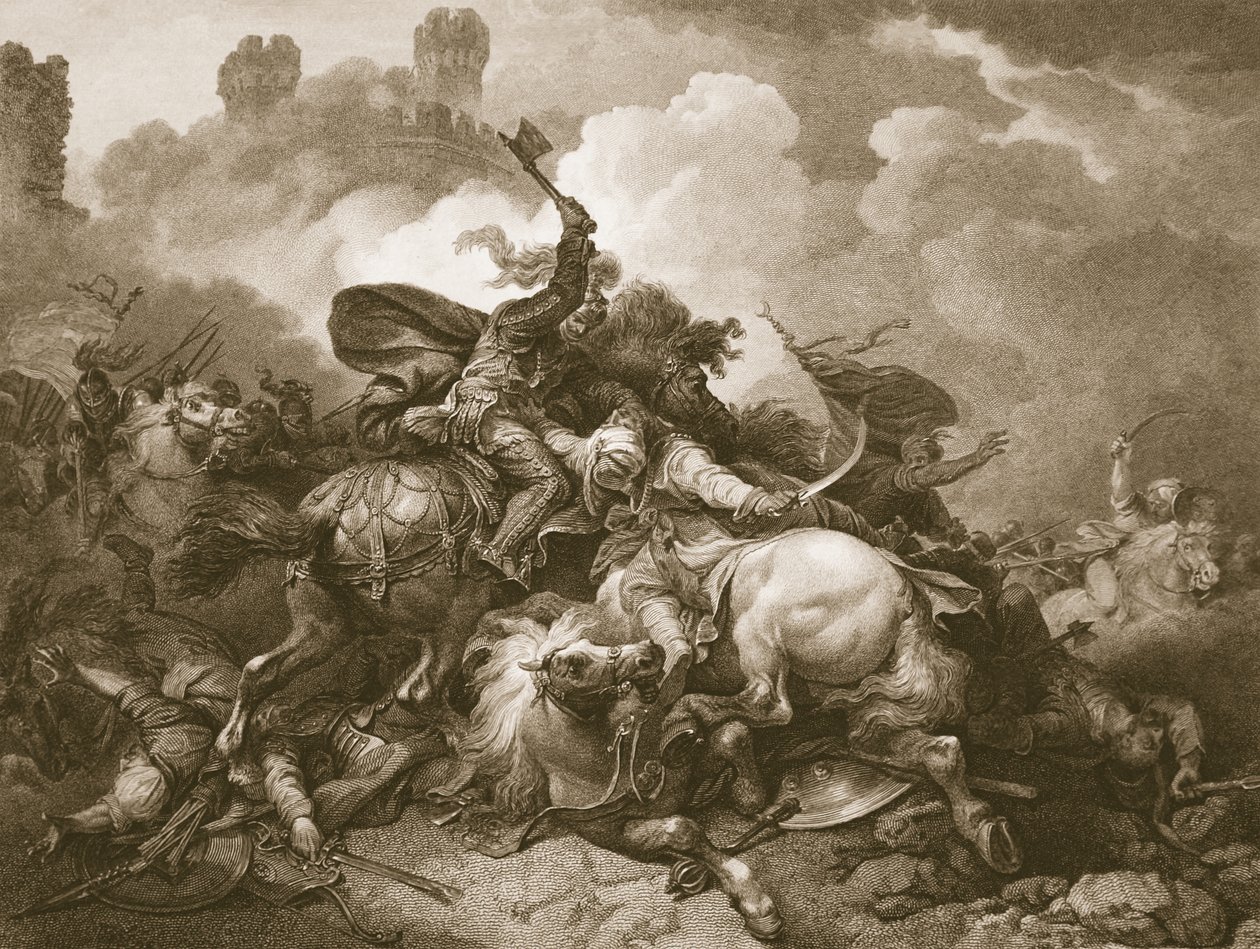 Richard the First na Palestina, gravado por A. Smith, ilustração de "A História da Inglaterra", de David Hume. por R. Bowyer, Londres, 1812 de Philip James de Loutherbourg