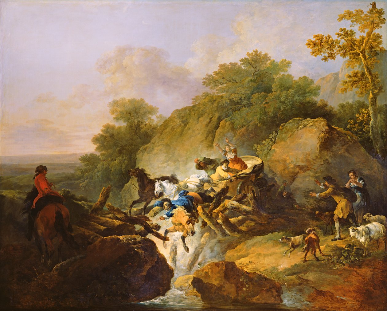 Ruptura de uma ponte de madeira, c.1770 de Philippe Jacques de Loutherbourg
