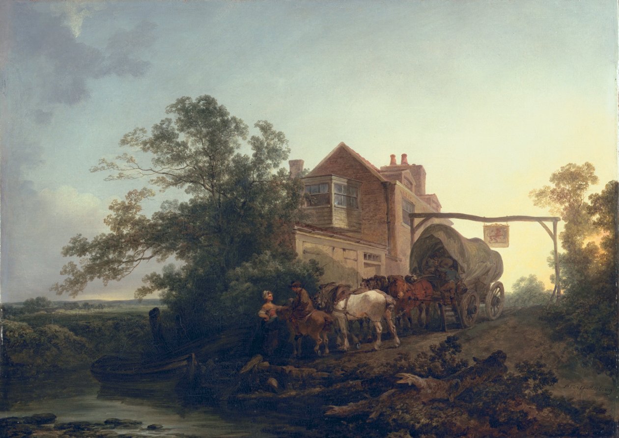 Vagão fora de uma pousada de Philippe Jacques de Loutherbourg