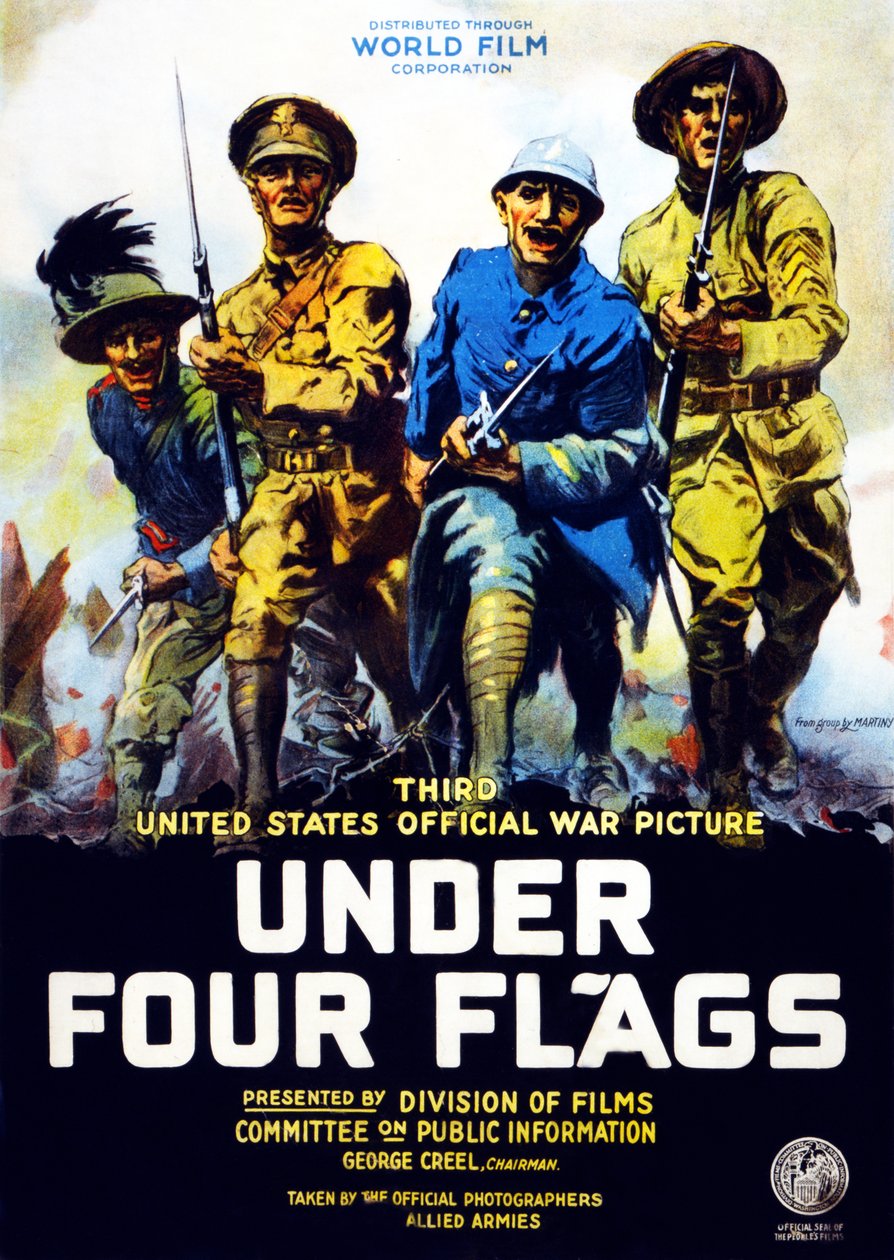 Cartaz publicitário do filme Under Four Flags, 1917 de Philip Martiny