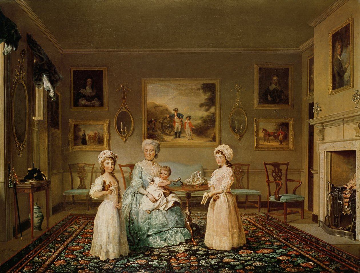 Sra. Congreve e seus filhos em sua sala de estar em Londres, 1782 de Philip Reinagle
