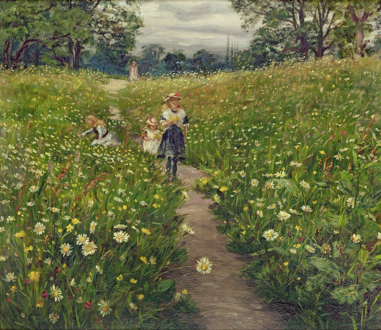 Recolha de flores silvestres (óleo no cartão) de Philip Richard Morris