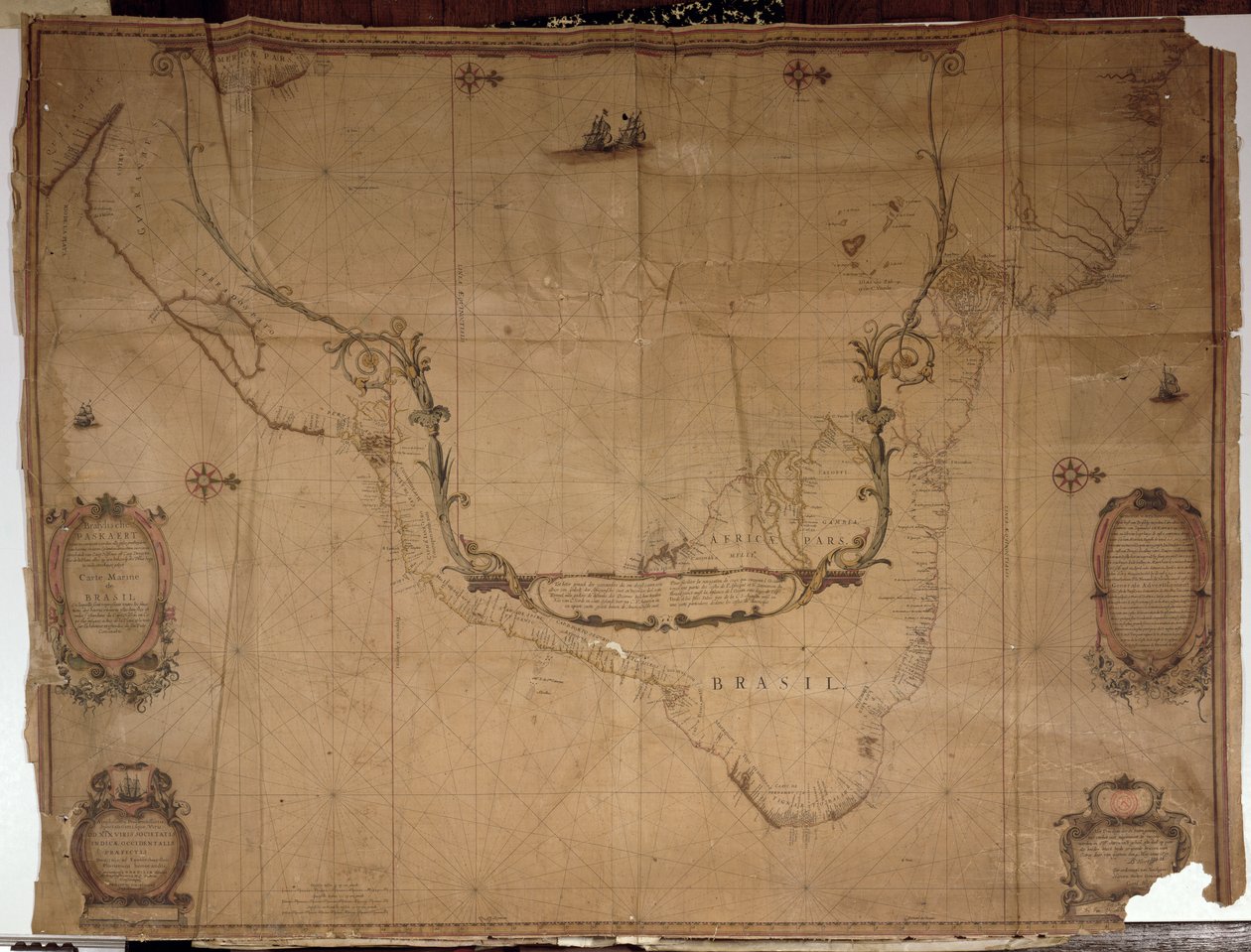 Ms 1288 f.25 Mapa do Brasil, de mapas marinhos holandeses, 1637 de Philip Vingboons