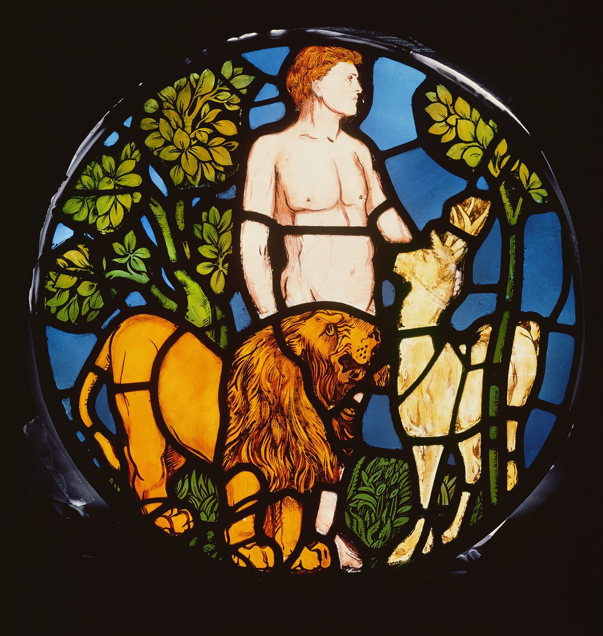 Adam nomeando as feras, detalhe da janela de criação, detalhe de vidro manchado de 1861 de 120153 de Philip Webb