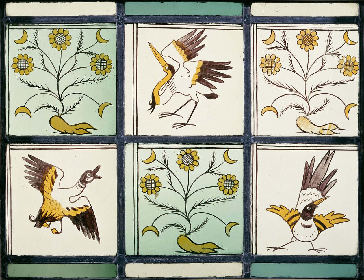Janela retratando pássaros e flores de Philip Webb