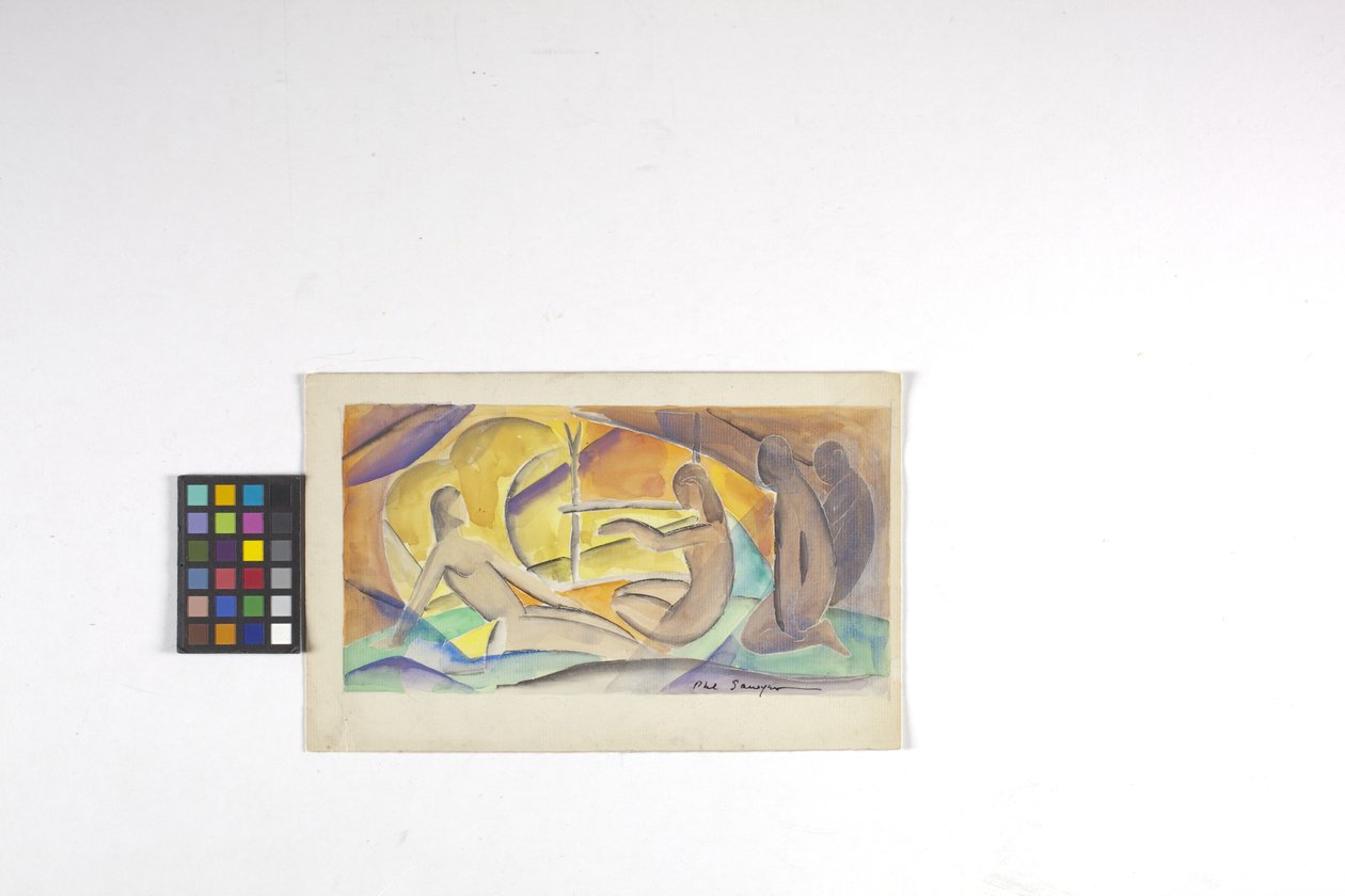 Esboço para Fresco, data desconhecida (aguarela sobre papel não branco) de Philip Ayer Sawyer
