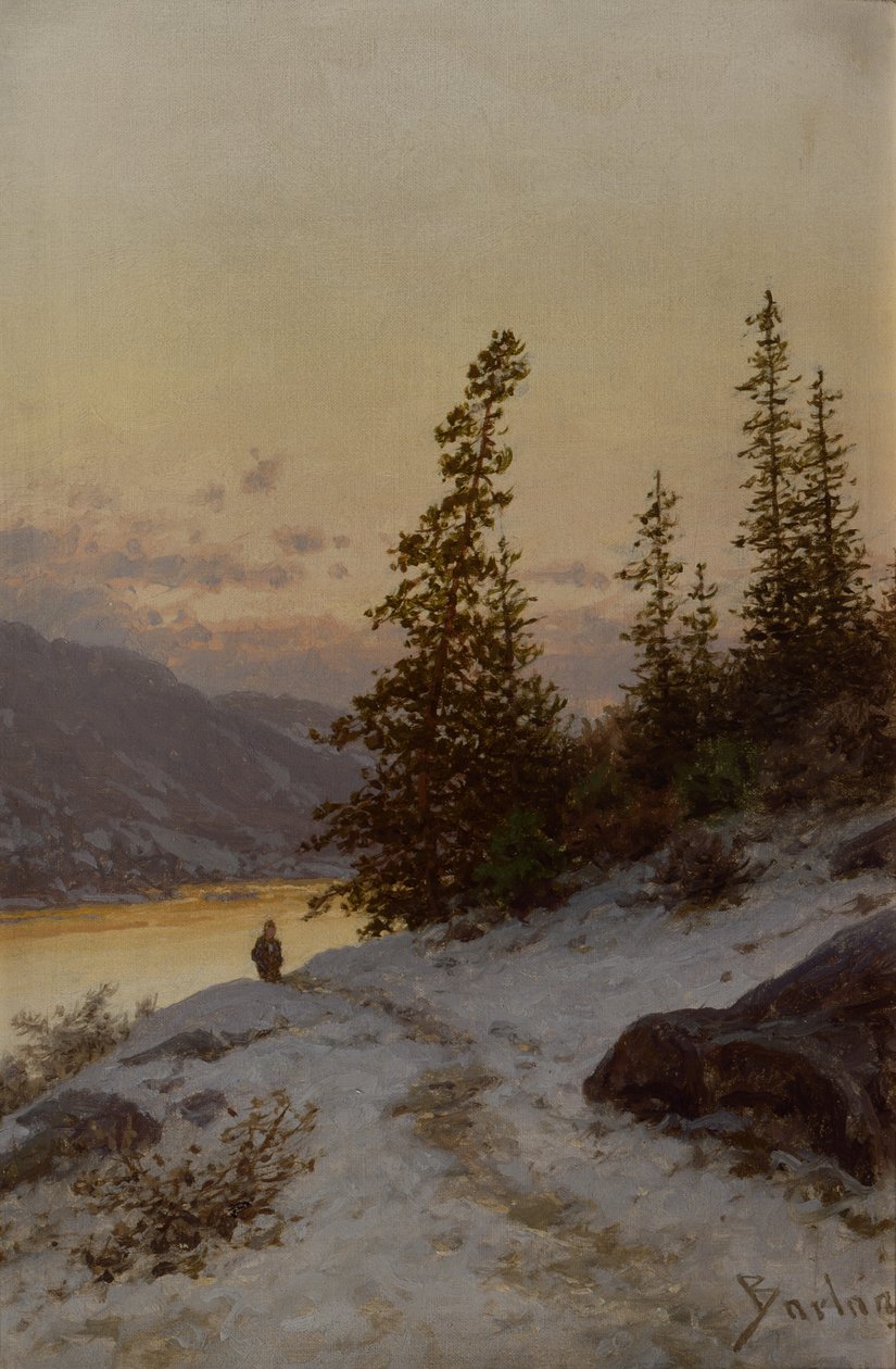 O homem na paisagem de Inverno de Philip Barlag