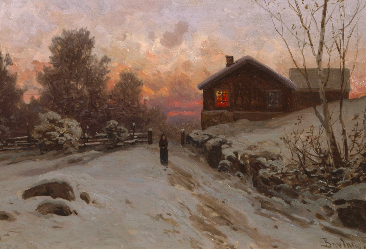 Paisagem de Inverno com casa de Philip Barlag