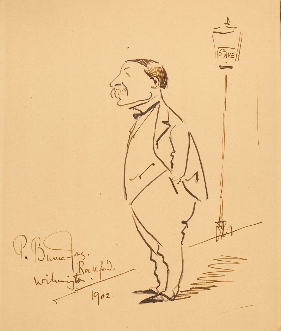 Caricatura de Samuel Bancroft de Philip Burne Jones