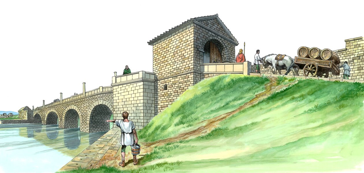 Pilar da Ponte Chesters da Muralha de Adriano, século II, 1990-2010 de Philip Corke