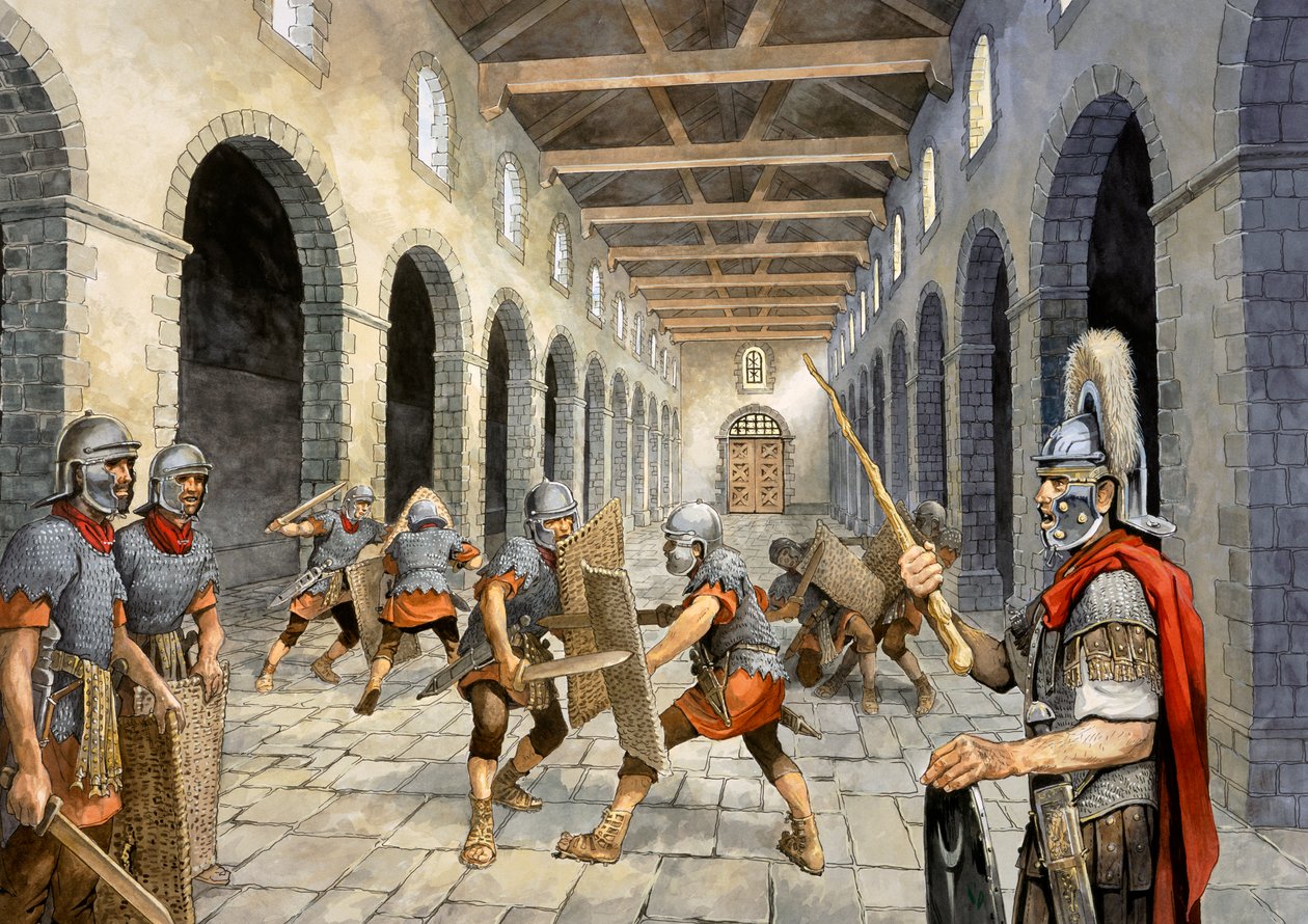 Infantaria romana praticando combate, século III, c1990-2010 de Philip Corke