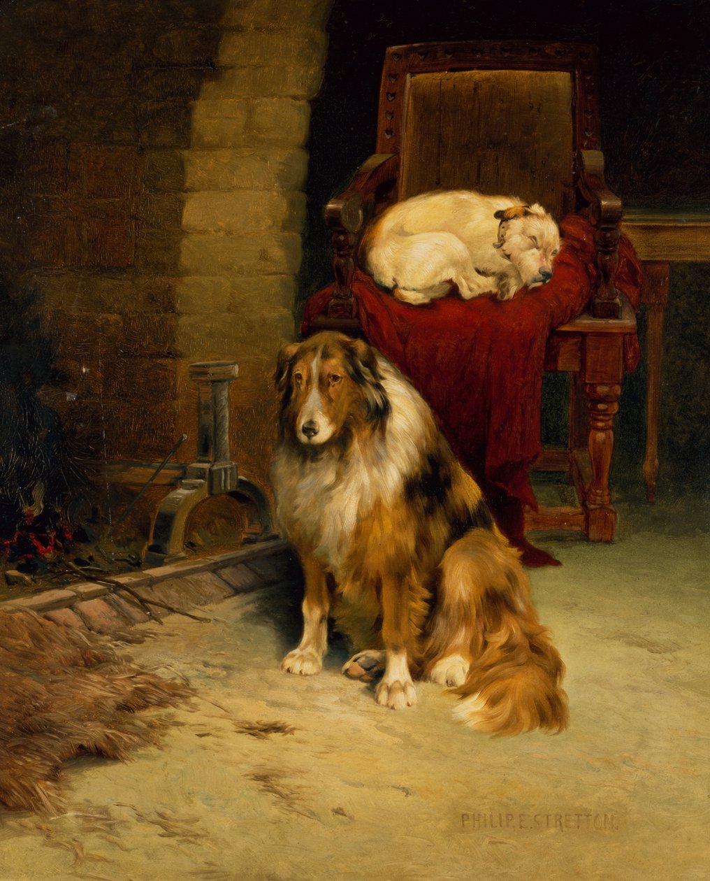 Companheiros da Lareira (óleo sobre tela) de Philip Eustace Stretton