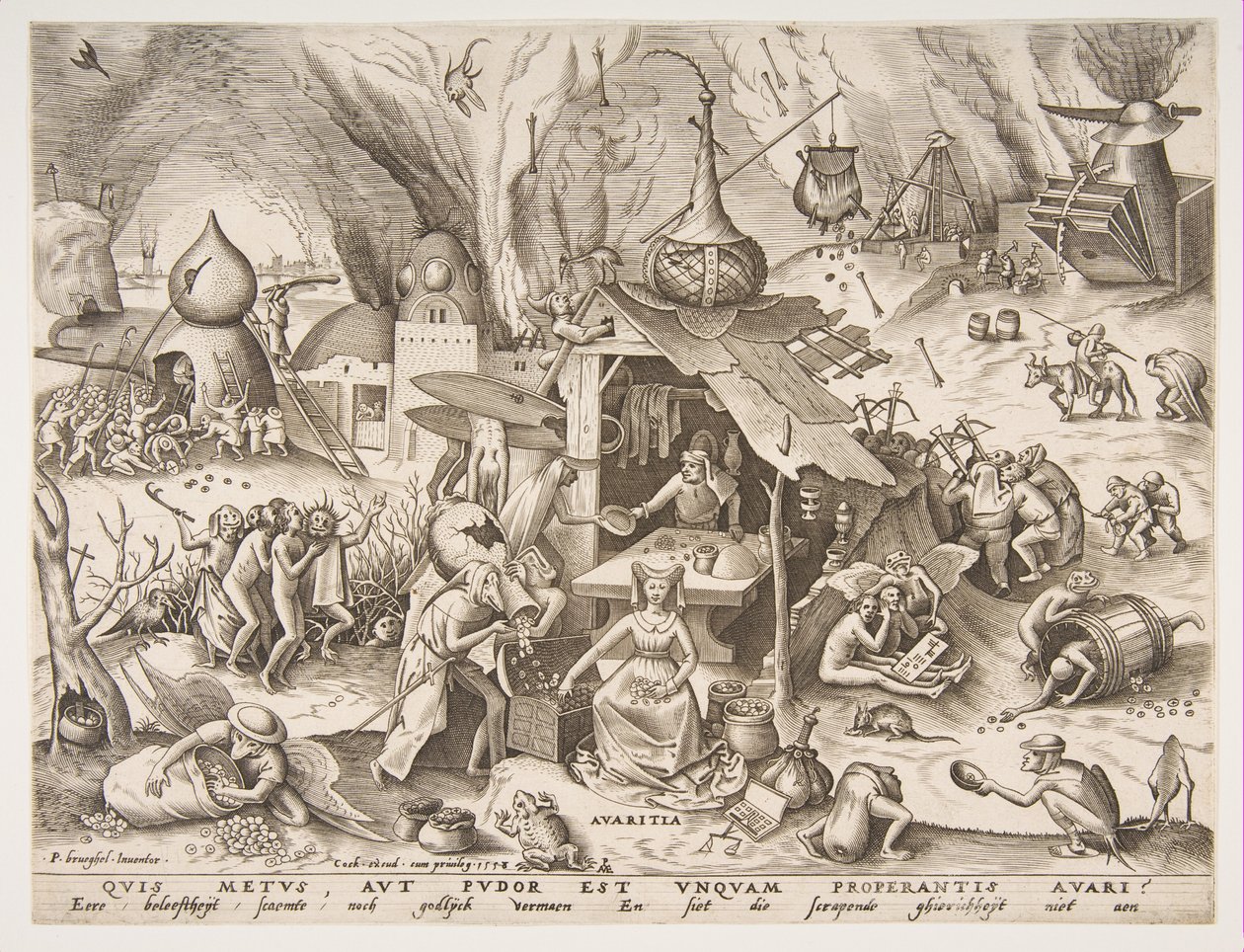 Avareza Avaritia da série Os Sete Pecados Capitais, 1558. de Philip Galle