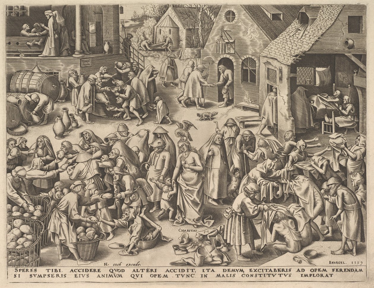 Caridade Charitas das virtudes, 1559. de Philip Galle