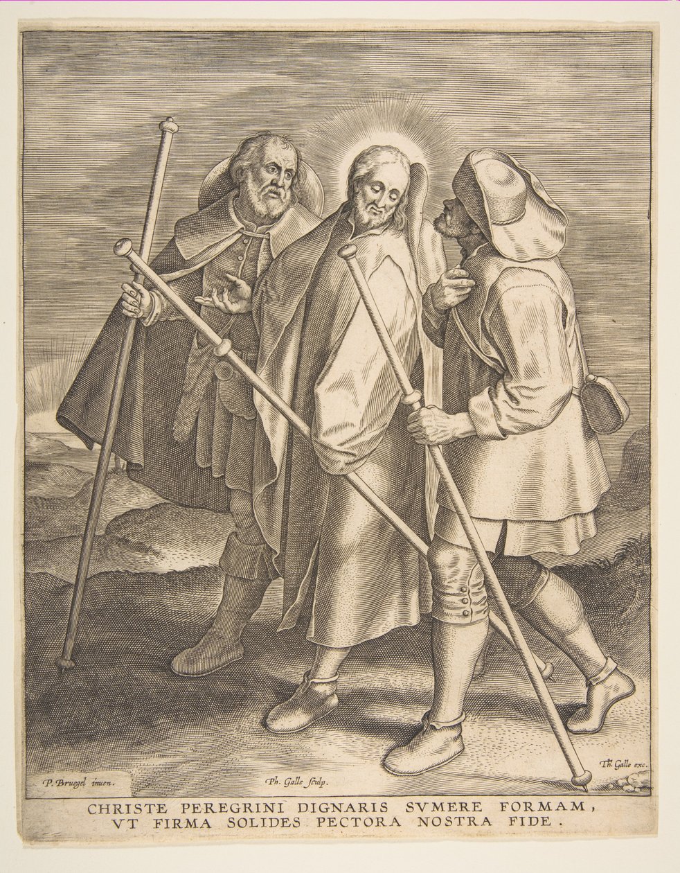 Cristo e os discípulos a caminho de Emaús, 1571. de Philip Galle