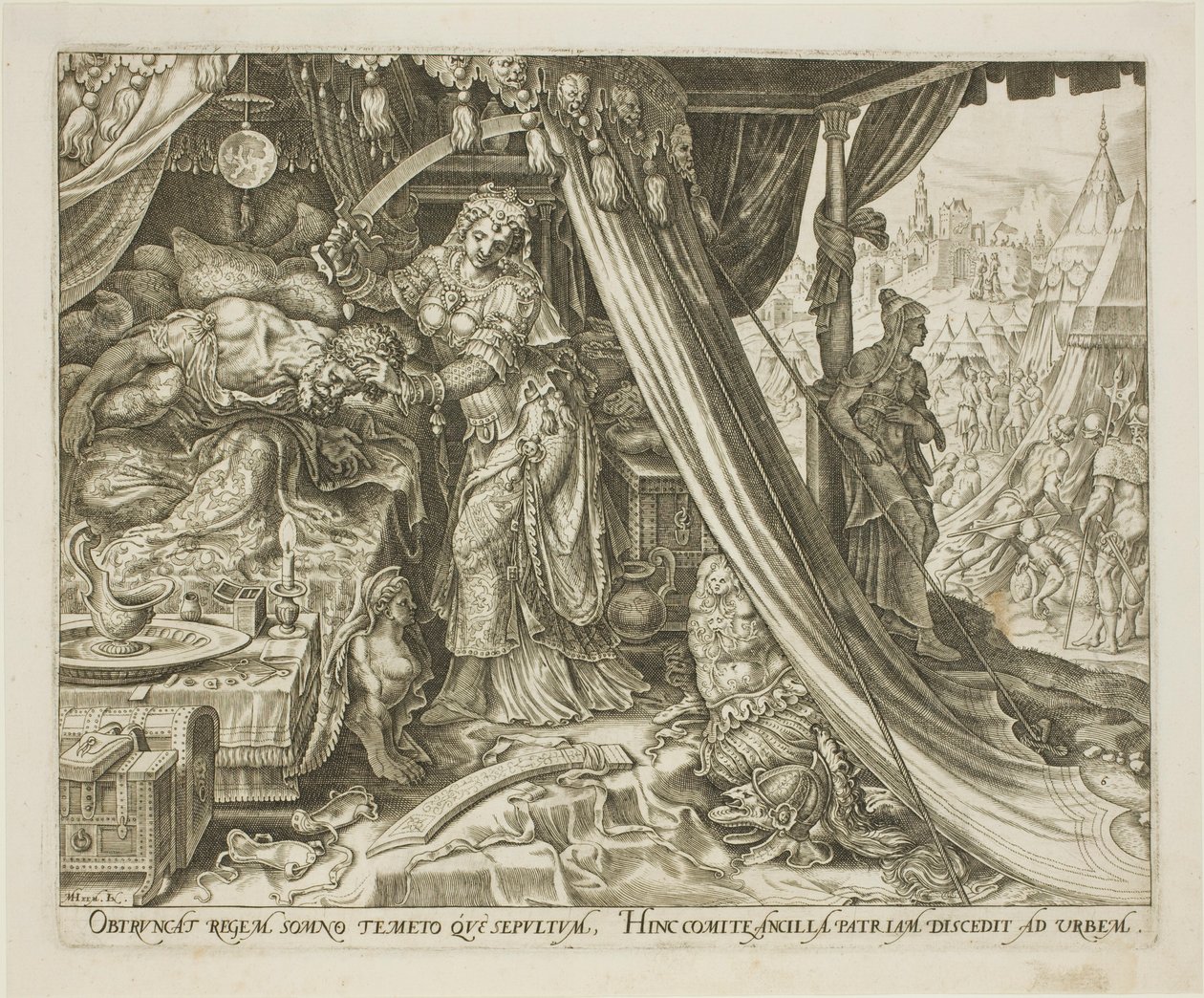 Judith Slaying Holofernes, placa seis de The Story of Judith and Holofernes de Philip Galle