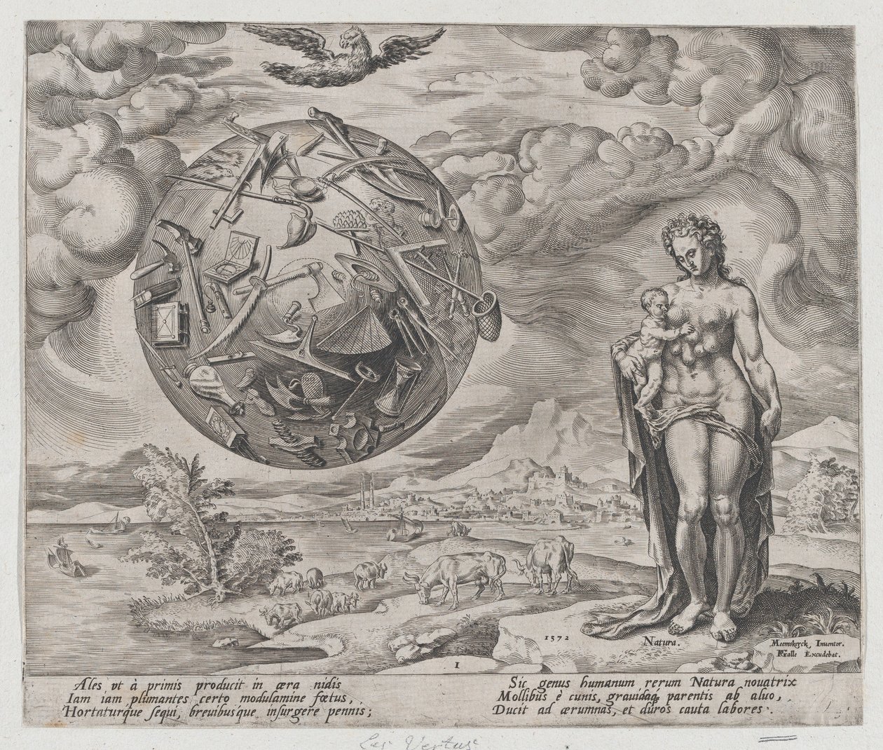 Homem Nascido para Trabalhar, de The Reward of Labor and Diligence, placa 1, 1572., 1572. de Philip Galle