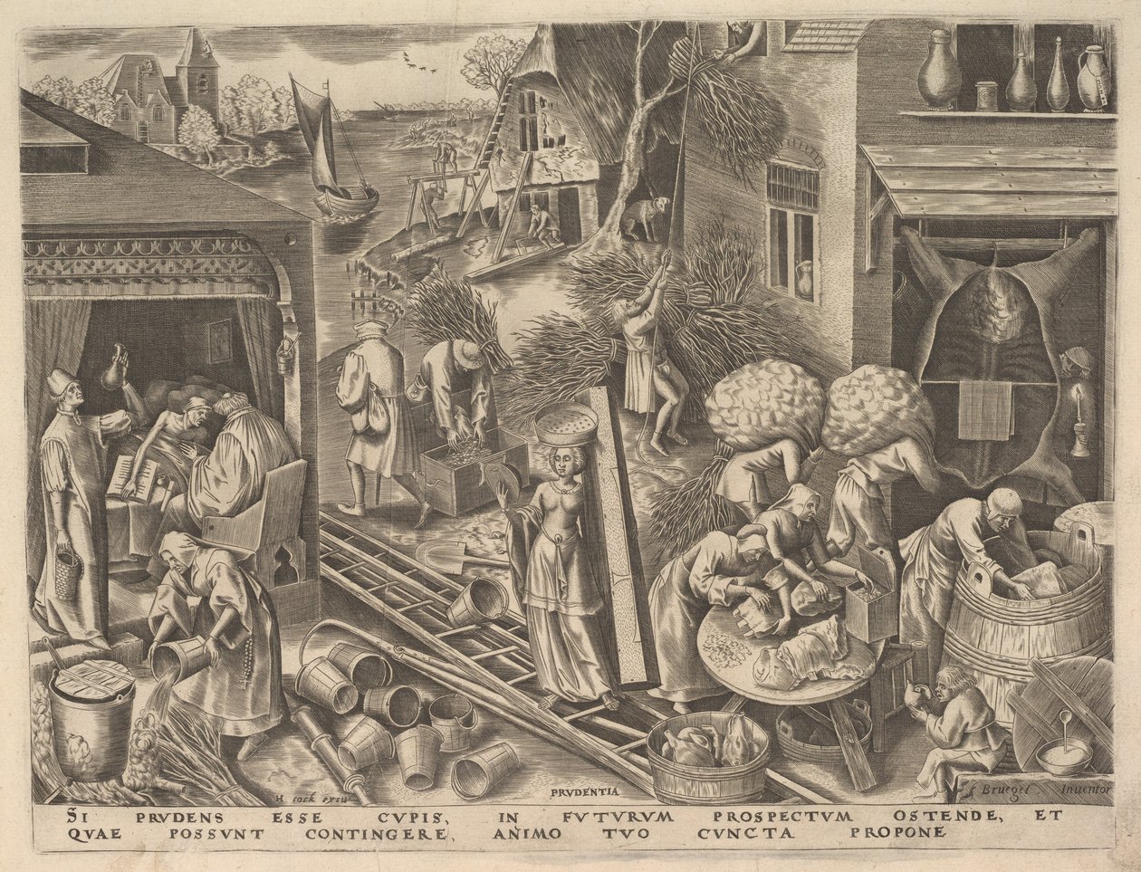 Prudence Prudentia de The Virtues, ca. 1559-60. de Philip Galle