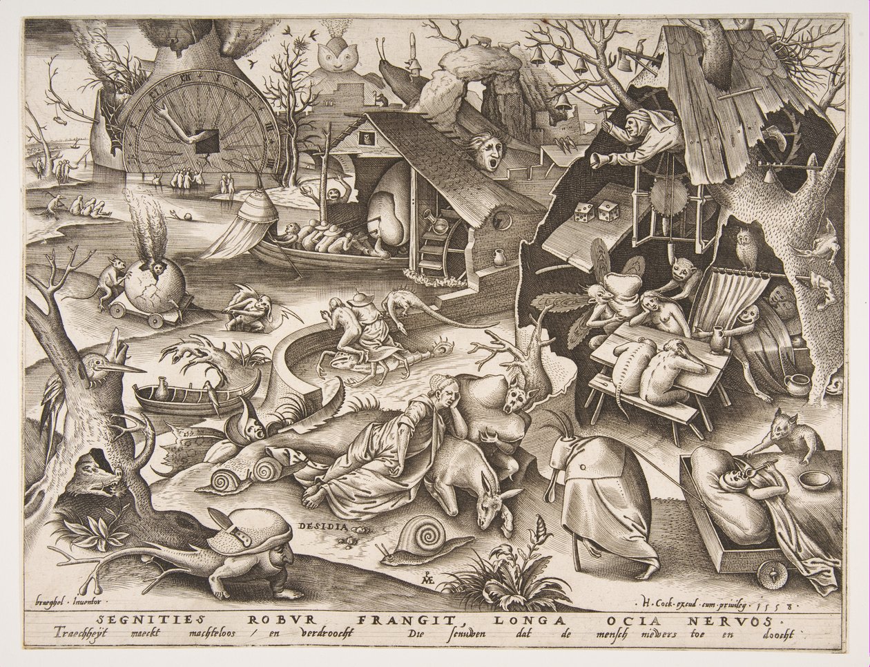 Preguiça Desidia, da série Os Sete Pecados Capitais, 1558. de Philip Galle