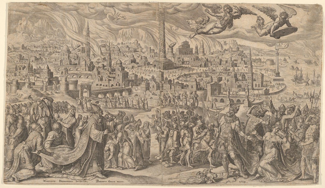 A Queda da Babilônia, 1569. de Philip Galle
