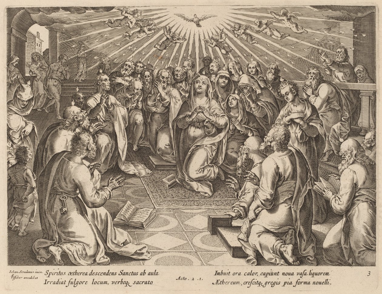 Pentecostes de Philip Galle after Jan van der Straet