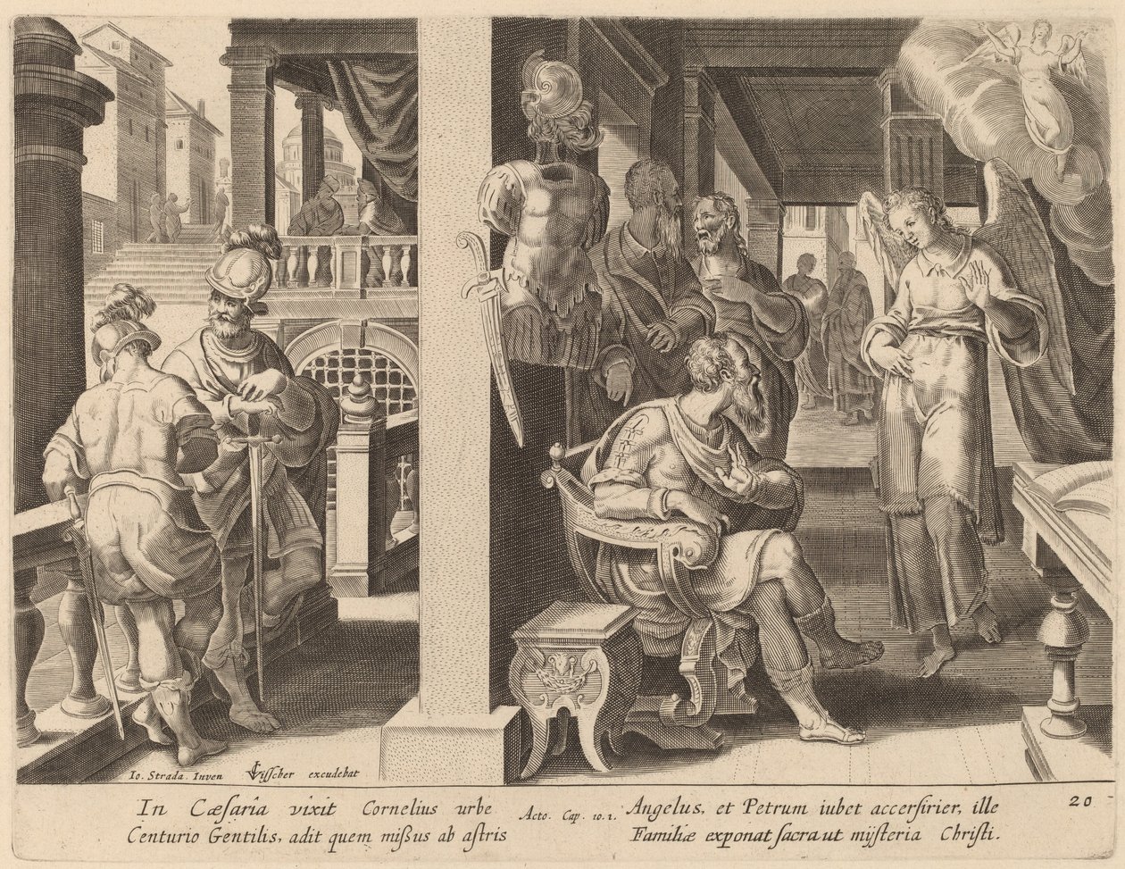 The Angel Commands Cornelius to Fetch Saint Peter de Philip Galle after Jan van der Straet