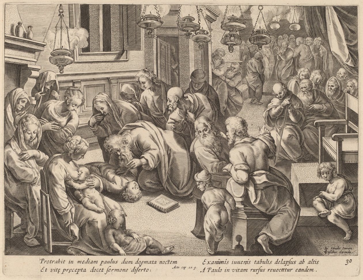 A Queda de Êutico de Philip Galle after Jan van der Straet