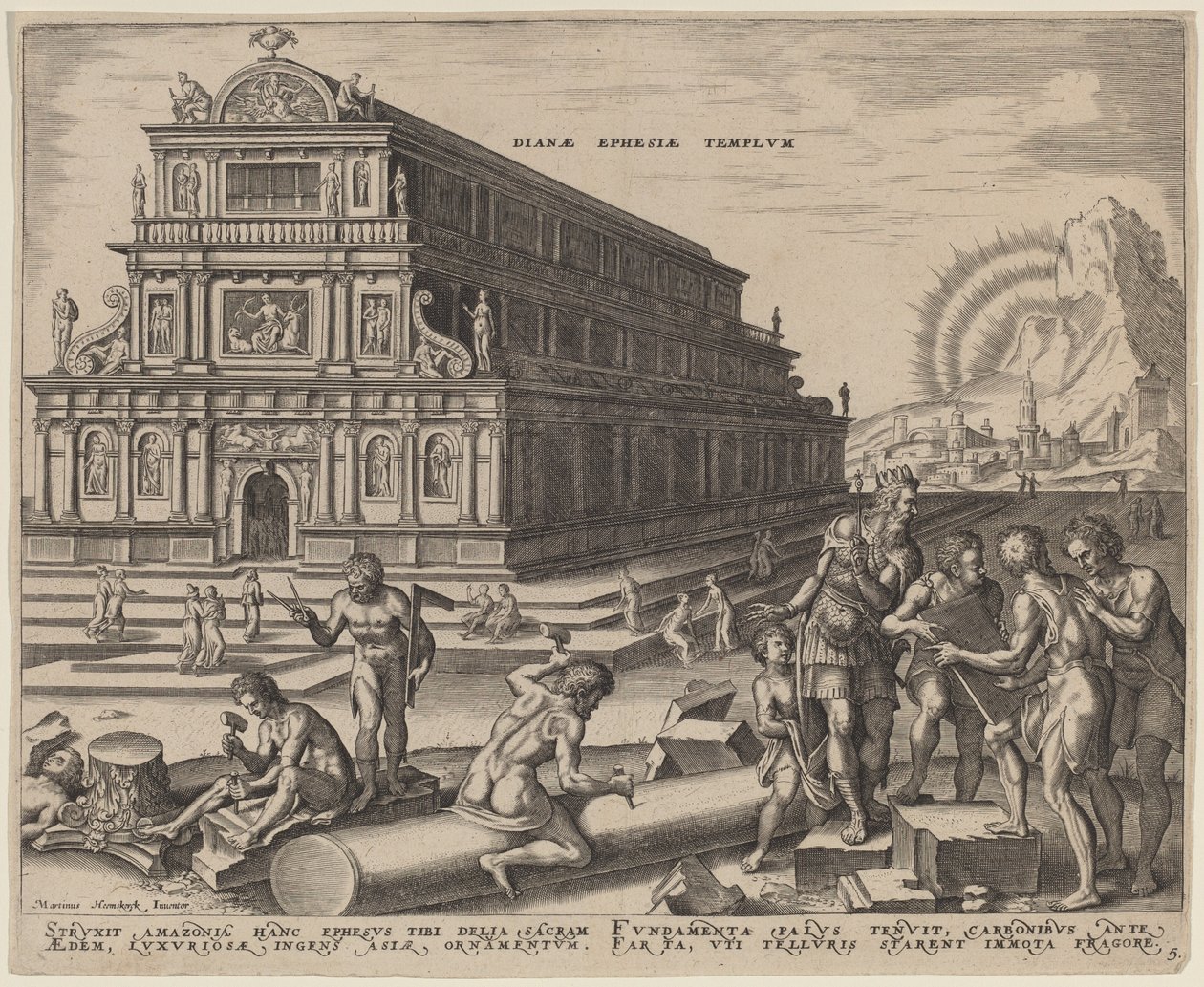 Templo de Diana em Éfeso (O Templo de Diana em Éfeso) de Philip Galle, after Maerten van Heemskerck