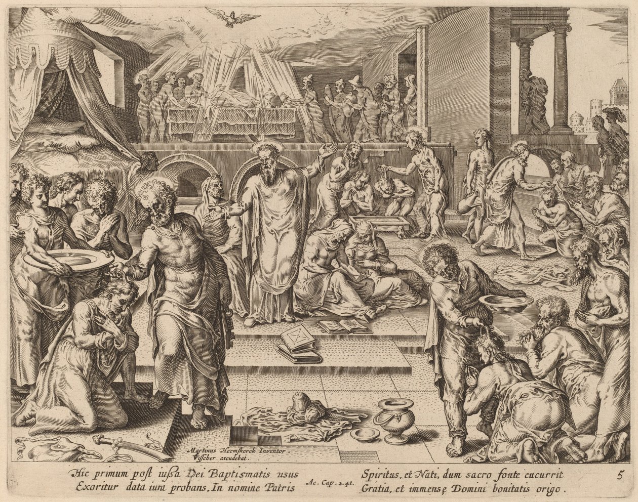 Muitos são batizados de Philip Galle after Maerten van Heemskerck