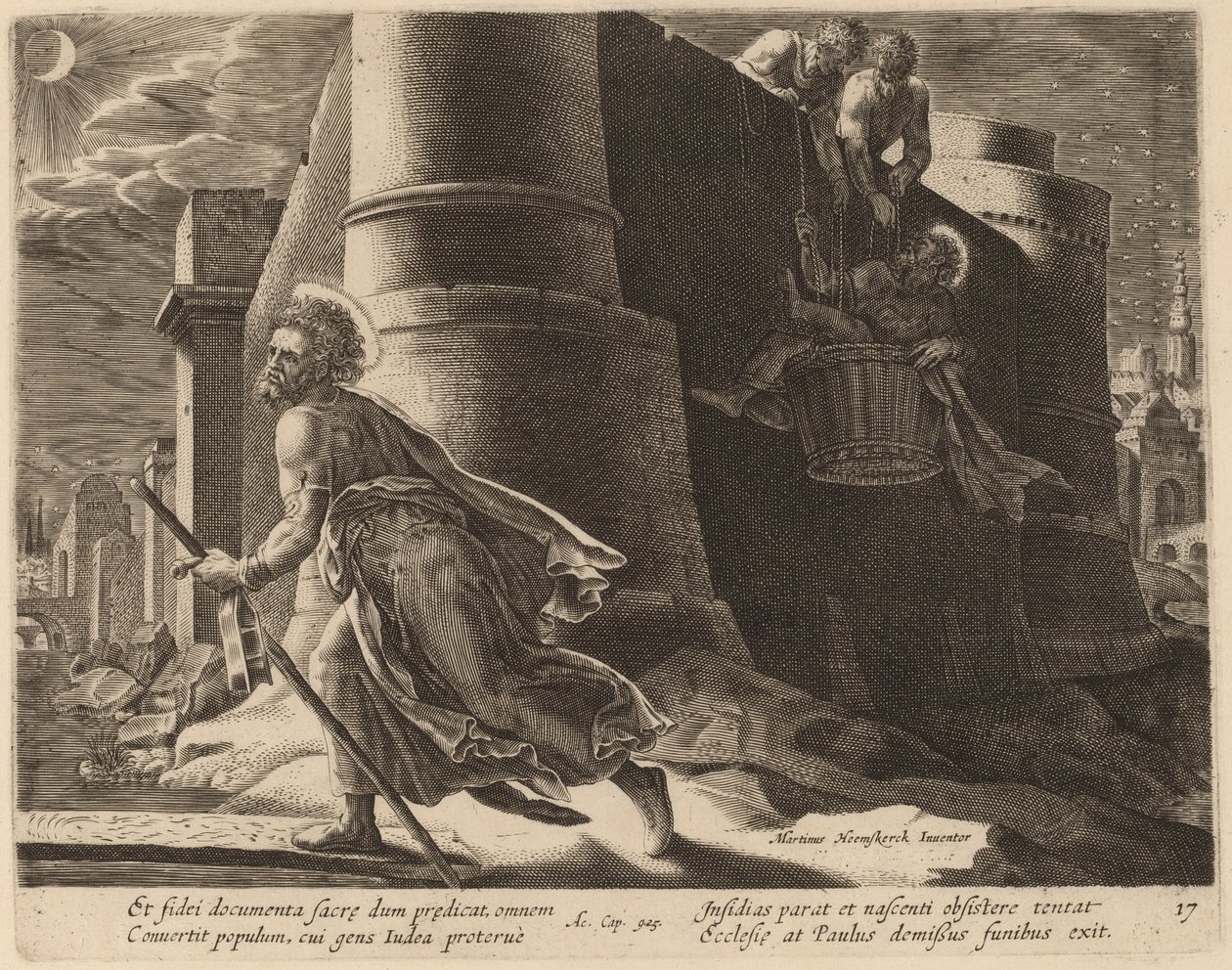 São Paulo escapa de Damasco de Philip Galle after Maerten van Heemskerck