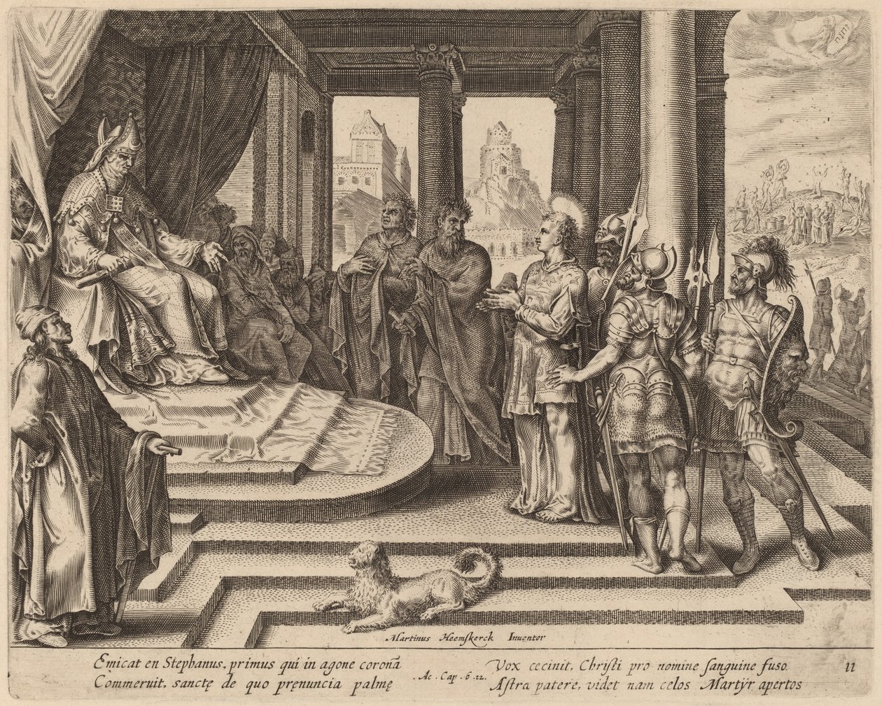 Santo Estêvão perante o Concílio de Philip Galle after Maerten van Heemskerck