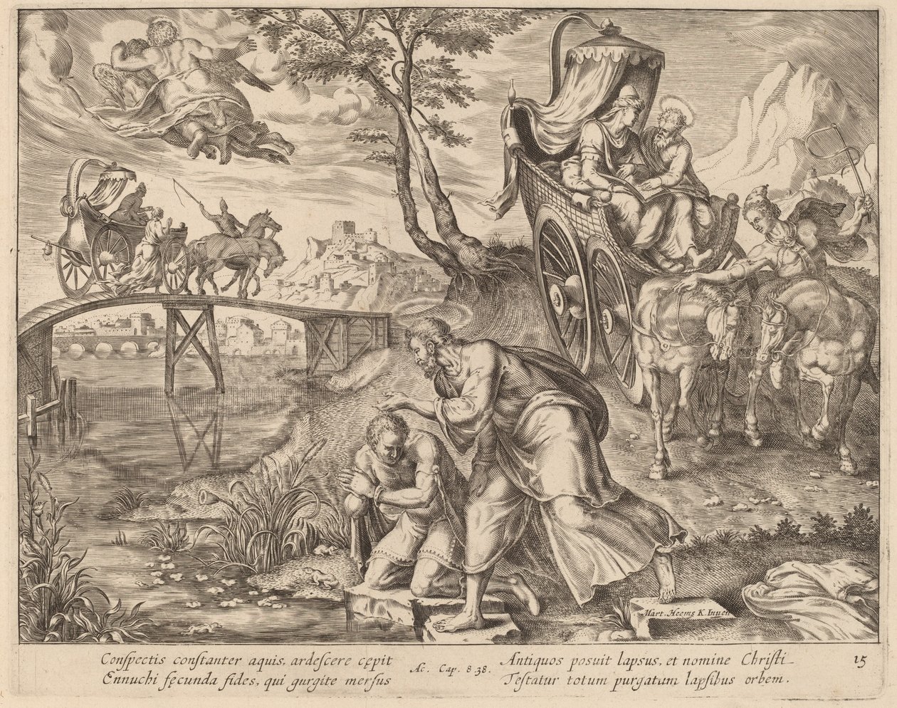O Batismo do Eunuco por São Filipe de Philip Galle after Maerten van Heemskerck