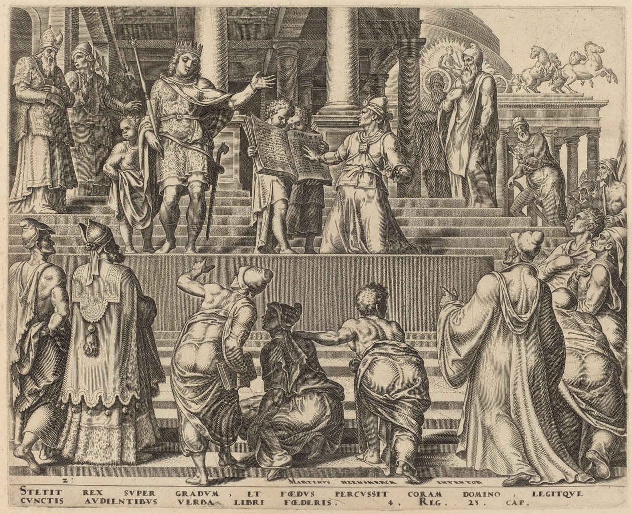 O livro da lei lido diante do povo de Philip Galle, after Maerten van Heemskerck