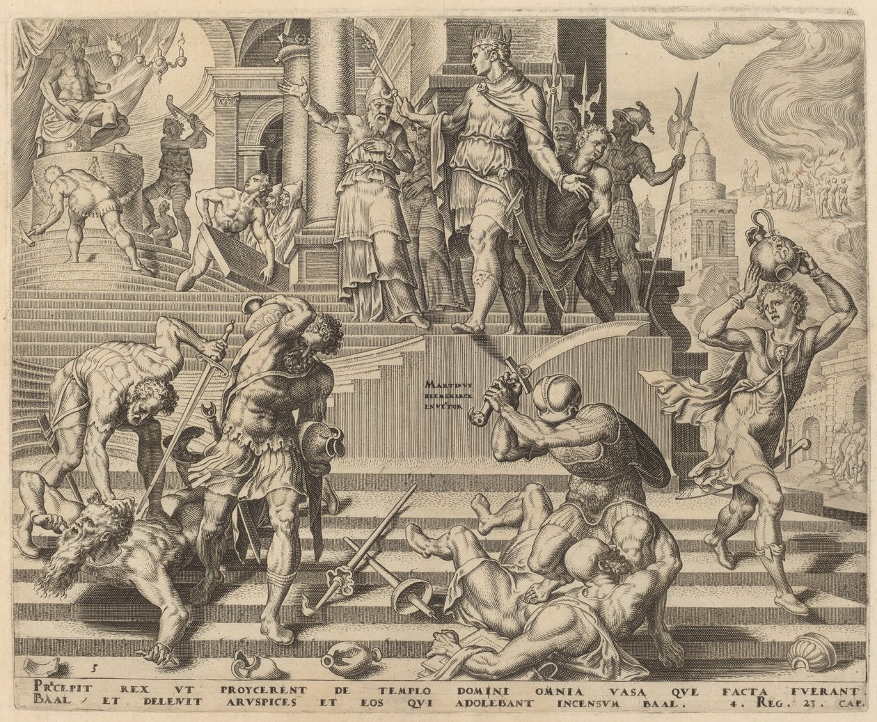 A Destruição do Templo de Baal e a Matança de Seus Sacerdotes de Philip Galle, after Maerten van Heemskerck