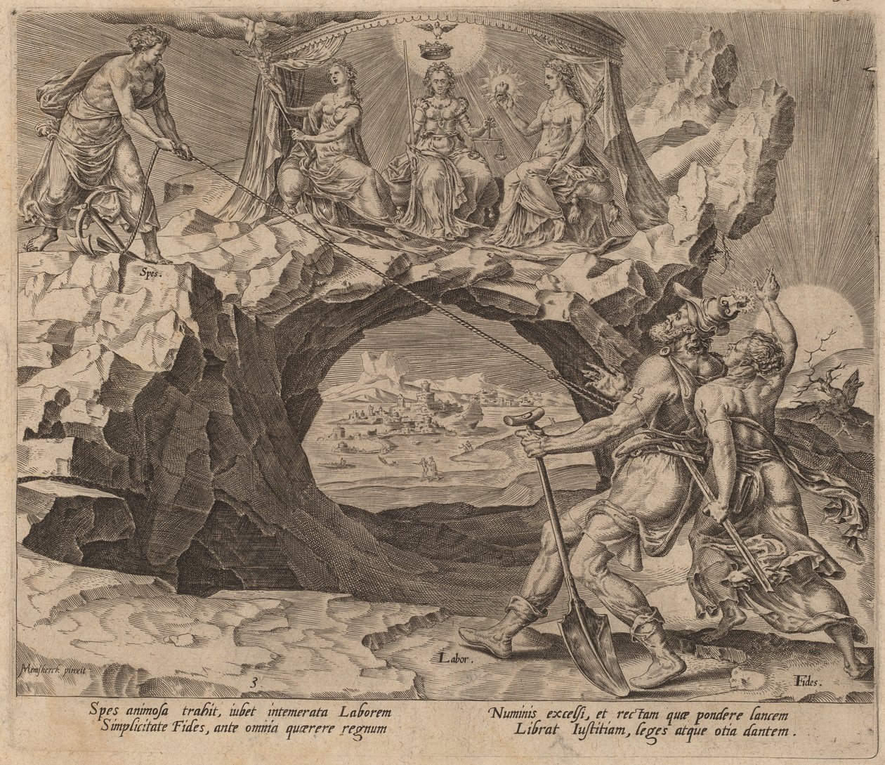 O trabalhador diligente que aspira à justiça do Senhor de Philip Galle after Maerten van Heemskerck