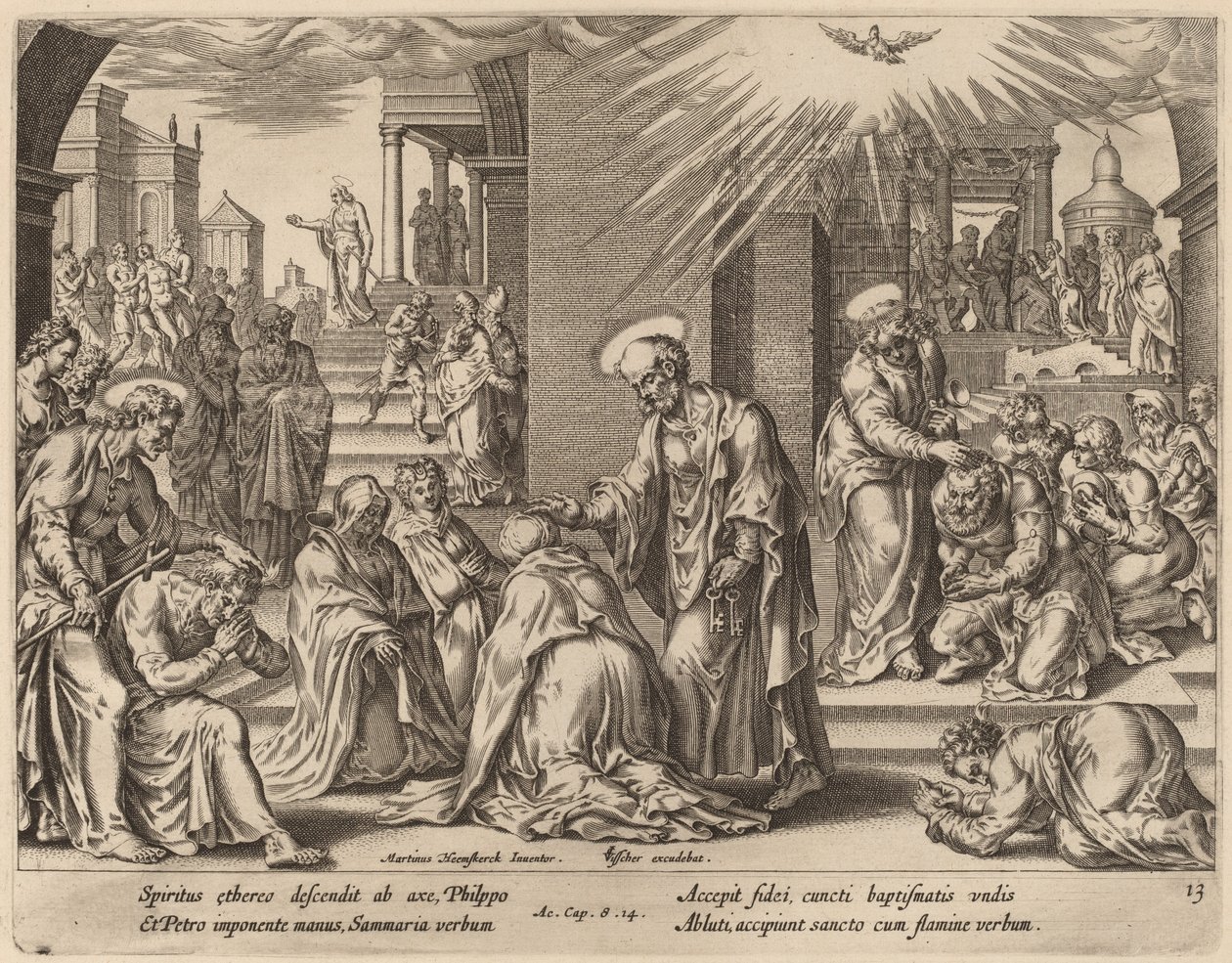 O Povo de Samaria Recebe a Palavra de Deus de Philip Galle after Maerten van Heemskerck