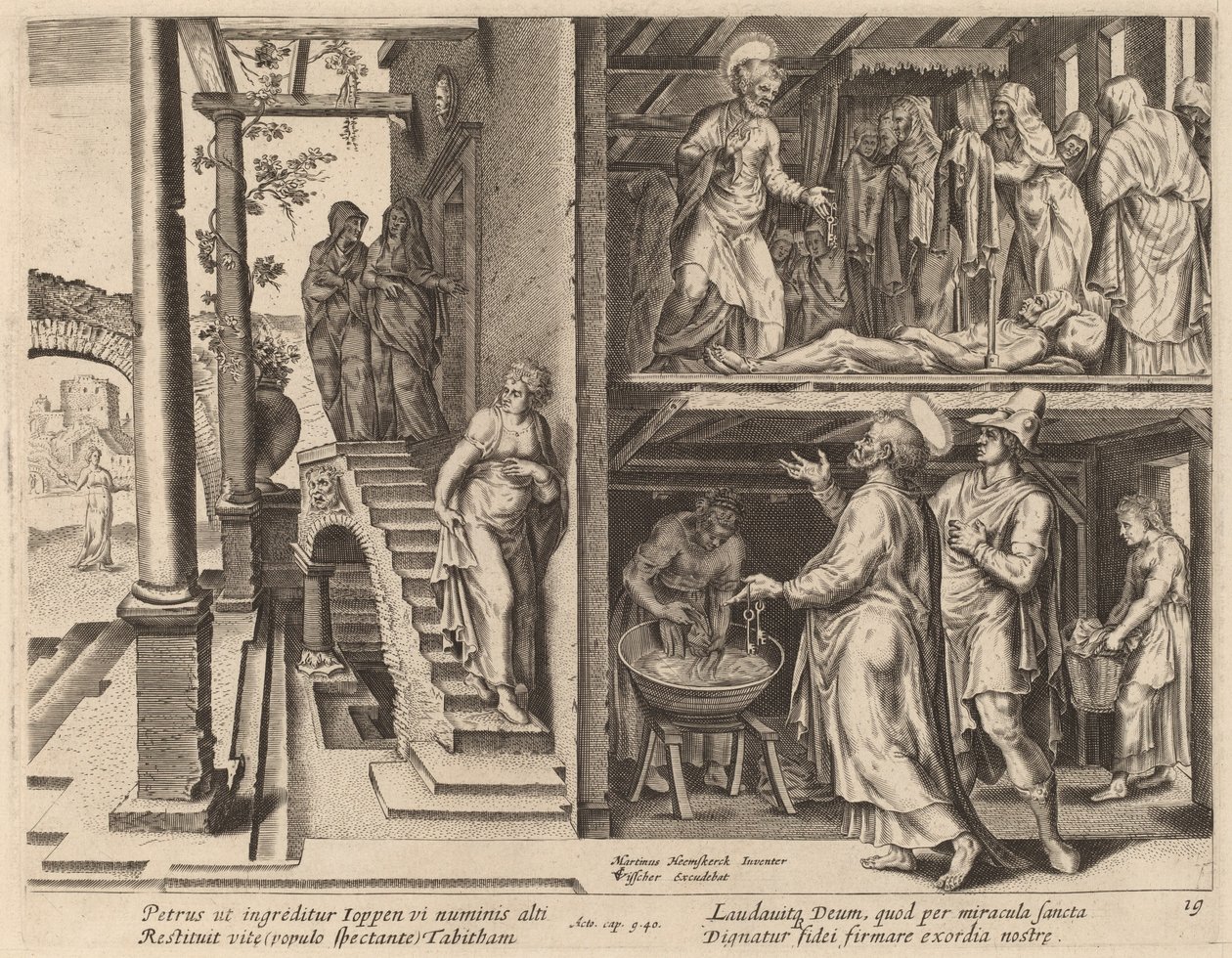 A Ressurreição de Tabita de Philip Galle after Maerten van Heemskerck