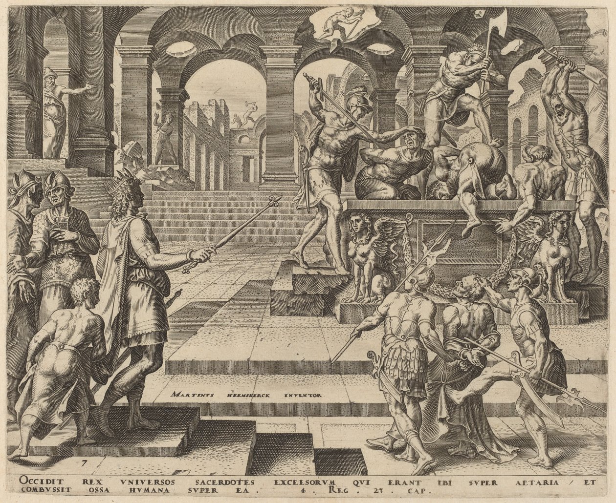 A matança dos sacerdotes de Samaria de Philip Galle, after Maerten van Heemskerck
